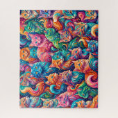 Trillende Kattendroomlandschap – Psychedelische Bo Legpuzzel (Verticaal)