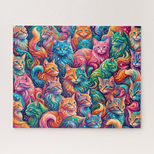 Trillende Kattendroomlandschap – Psychedelische Bo Legpuzzel (Horizontaal)