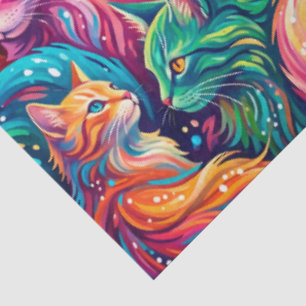 Trillende Kattendroomlandschap – Psychedelische Bo Tissuepapier