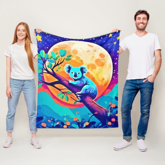 Trillende Koala Maan Fleece Deken (In situ)