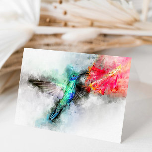 Trillende Kolibrie Aquarel Bloem Kunstprint Bedankkaart