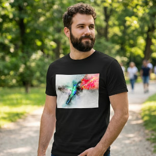Trillende Kolibrie Aquarel Bloem Kunstprint T-shirt