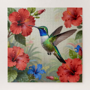 Trillende Kolibrie Hibiscus Bloemig Legpuzzel