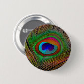Trillende Koperen Pauwveer Ronde Button 5,7 Cm (Voorkant /achterkant)