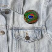 Trillende Koperen Pauwveer Ronde Button 5,7 Cm (In situ)
