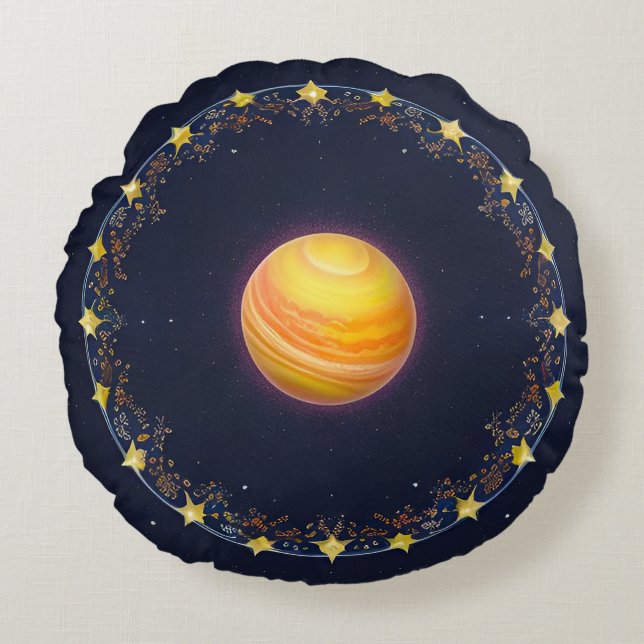 Trillende Kosmische Kunst Rond Kussen (Voorkant)