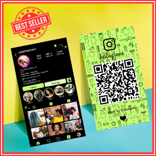 Trillende Limoengroene Salon Instagram Sociale QR Visitekaartje