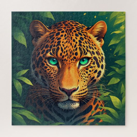 Trillende Luipaard Portret Met Smaragdgroene Ogen Legpuzzel (Verticaal)