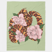Trillende Maislang Pink Pioen Bloemen Groen Fleece Deken (Voorkant)