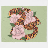 Trillende Maislang Pink Pioen Bloemen Groen Fleece Deken (Voorkant (Horizontaal))