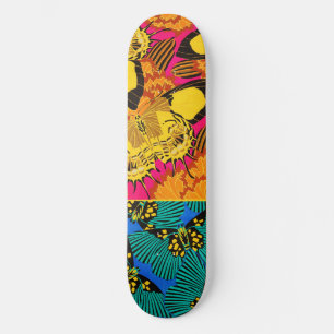 Trillende Maximalistische Roze & Turquoise Vlinder Persoonlijk Skateboard