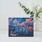 Trillende Miami-skyline bij schemering Briefkaart (Staand voorkant)