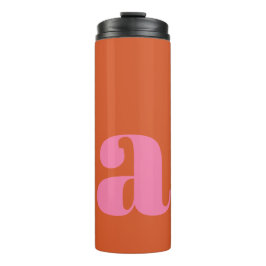 Trillende Mod Monogram Eerste Letter Roze Oranje  Thermosbeker