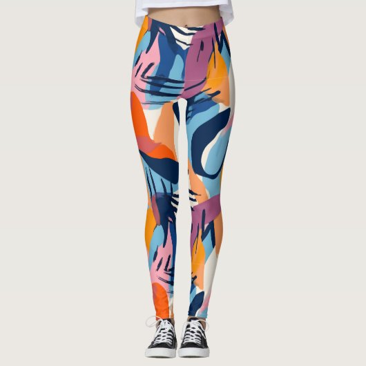 Trillende Moderne Abstracte Vormen Patroon Legging (Voorkant)