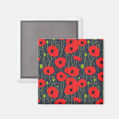 Trillende Moderne Rode Klaprozen Patroon Kunst Magneet (Voorkant / Achterkant)