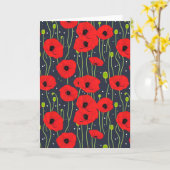 Trillende moderne rode klaprozenpatroon kunst kaart (Gele Bloem)