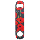 Trillende moderne rode klaprozenpatroon kunst speed flessenopener (Achterkant)