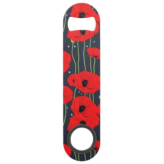 Trillende moderne rode klaprozenpatroon kunst speed flessenopener (Voorkant)