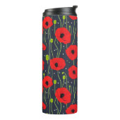 Trillende moderne rode klaprozenpatroon kunst thermosbeker (Gedraaid links)