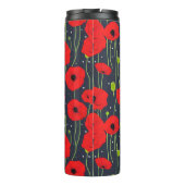 Trillende moderne rode klaprozenpatroon kunst thermosbeker (Achterkant)