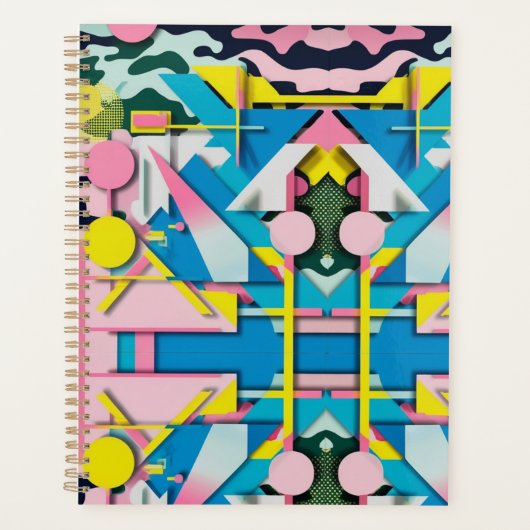 Trillende Neon Pastel Camo Abstracte Weekplanner Planner (Voorkant)