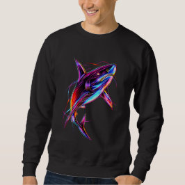 Trillende Neonhaai Moderne Digitale Oceaan Trui