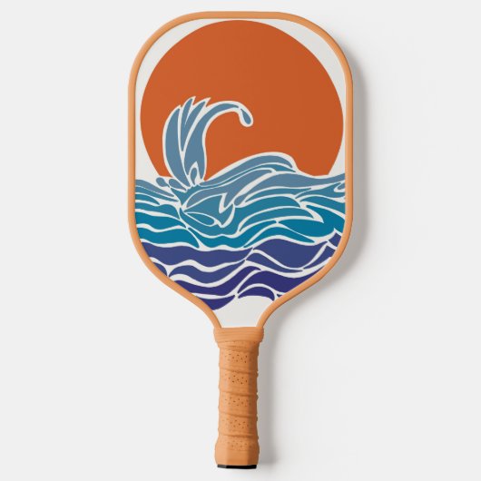 Trillende oceaan golven & zonsondergang pickleball paddle (Achterkant)