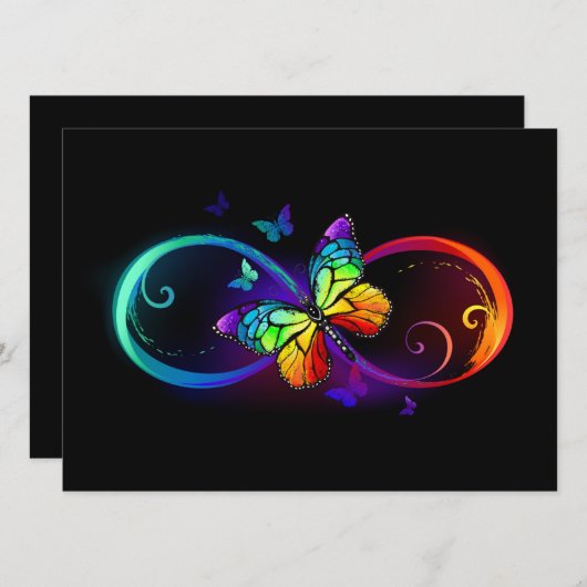 Trillende oneindigheid met regenboogvlinder op zwa aankondiging (Voorkant / Achterkant)