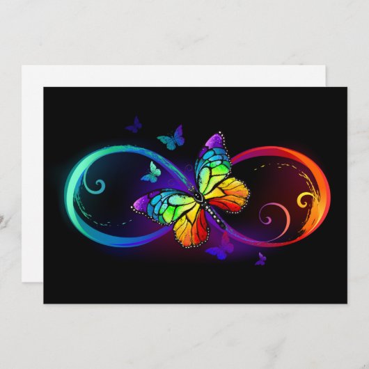 Trillende oneindigheid met regenboogvlinder op zwa advieskaart (Voorkant / Achterkant)
