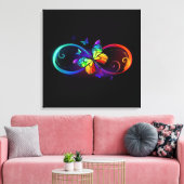 Trillende oneindigheid met regenboogvlinder op zwa canvas afdruk (Insitu (Woonkamer))