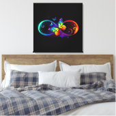 Trillende oneindigheid met regenboogvlinder op zwa canvas afdruk (Insitu (Slaapkamer))