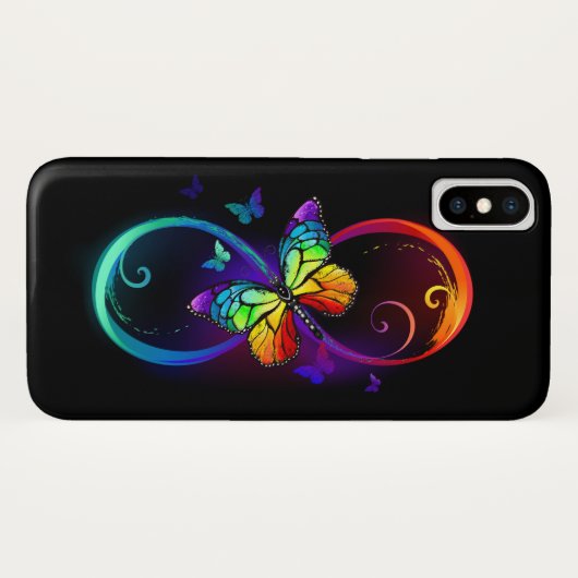 Trillende oneindigheid met regenboogvlinder op zwa Case-Mate iPhone case (Achterkant (horizontaal))