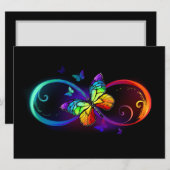 Trillende oneindigheid met regenboogvlinder op zwa feestdagenkaart (Voorkant / Achterkant)