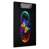 Trillende oneindigheid met regenboogvlinder op zwa klembord (Rechts)