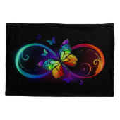 Trillende oneindigheid met regenboogvlinder op zwa kussensloop (Achterkant)