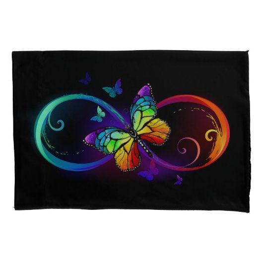 Trillende oneindigheid met regenboogvlinder op zwa kussensloop (Voorkant)