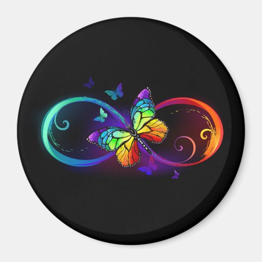 Trillende oneindigheid met regenboogvlinder op zwa magneet (Voorkant)