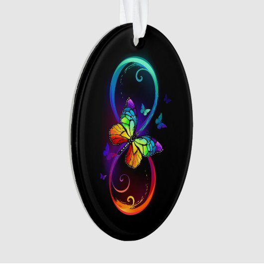 Trillende oneindigheid met regenboogvlinder op zwa ornament (voorkant)