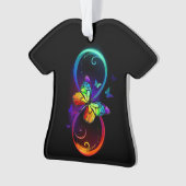 Trillende oneindigheid met regenboogvlinder op zwa ornament (voorkant)