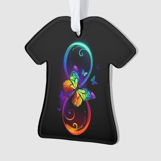 Trillende oneindigheid met regenboogvlinder op zwa ornament (voorkant)