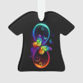 Trillende oneindigheid met regenboogvlinder op zwa ornament (achterkant)