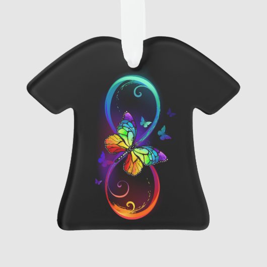 Trillende oneindigheid met regenboogvlinder op zwa ornament (achterkant)