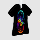 Trillende oneindigheid met regenboogvlinder op zwa ornament (voorkant)