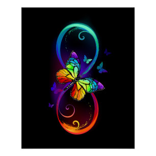 Trillende oneindigheid met regenboogvlinder op zwa perfect poster