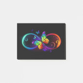Trillende oneindigheid met regenboogvlinder op zwa post-it® notes (Voorkant)