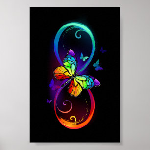 Trillende oneindigheid met regenboogvlinder op zwa poster