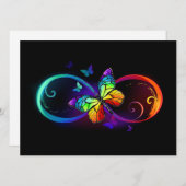 Trillende oneindigheid met regenboogvlinder op zwa save the date (Voorkant / Achterkant)
