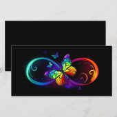 Trillende oneindigheid met regenboogvlinder op zwa save the date (Voorkant / Achterkant)