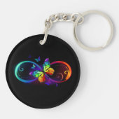 Trillende oneindigheid met regenboogvlinder op zwa sleutelhanger (Achterkant)