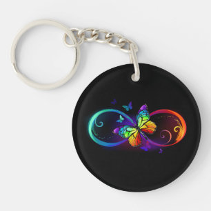 Trillende oneindigheid met regenboogvlinder op zwa sleutelhanger